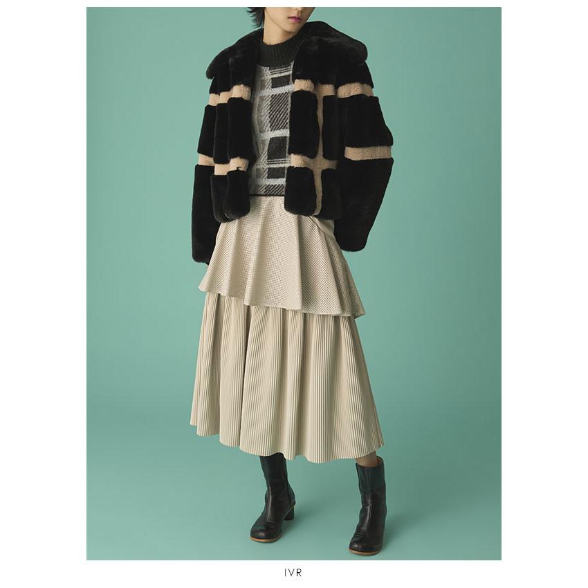 洗える　エコレザー　パンチングフレアスカート 大きいサイズ FURFUR（ファーファー） SALE60%OFF パンチングエコレザースカート
