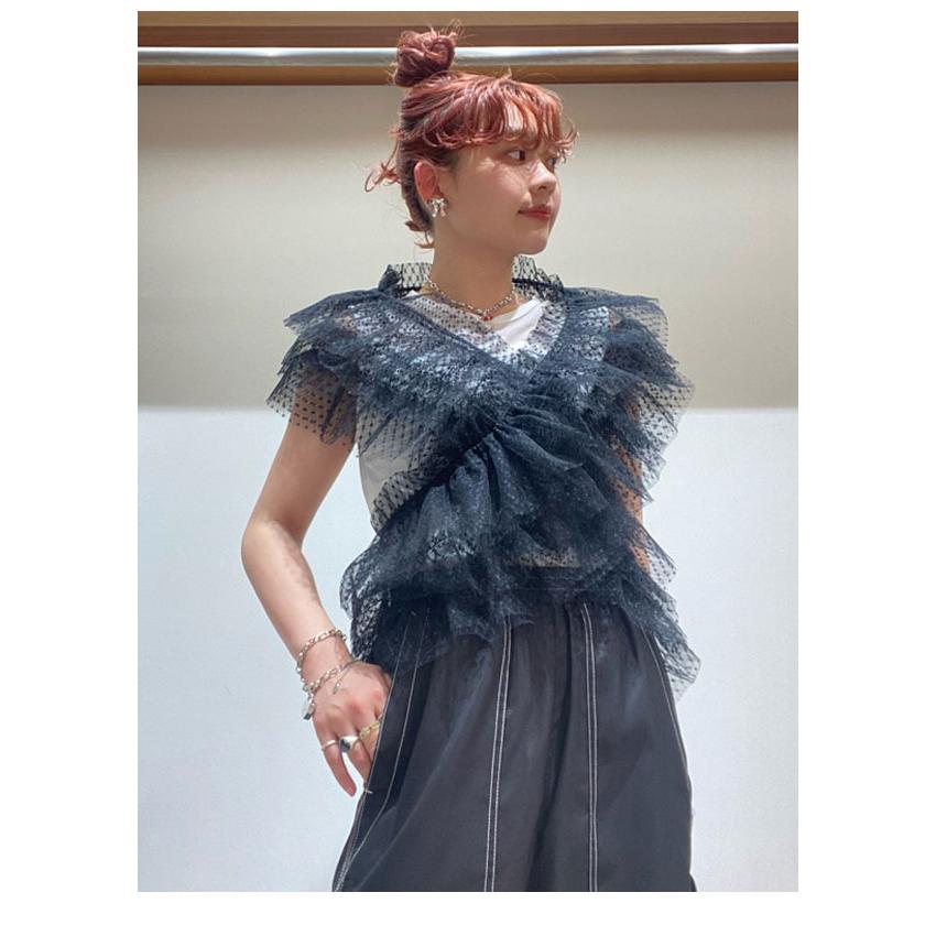 FURFUR ファーファー　ライトブルー 半袖リヴウエストロングキャミソール付F FURFUR ファーファー ライトブルー 半袖リヴウエストロング