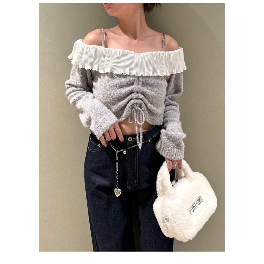 未使用品 FURFUR エコファースクエアボストンバッグ IVR FURFUR ボストンバッグ 「ZOZO限定カラー」エコファースクエア