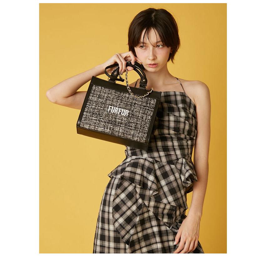 FURFUR（ファーファー） 新作10%OFF バッグ 26春夏 ツイードロゴトート