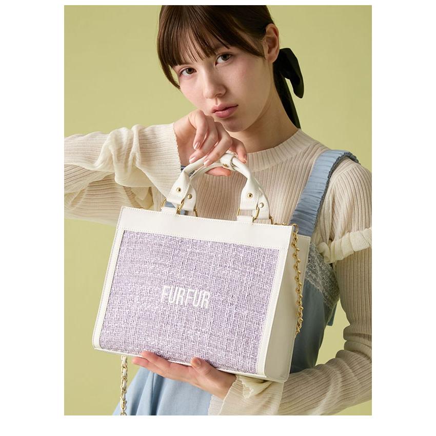 FURFUR（ファーファー） 新作10%OFF バッグ 26春夏 ツイードロゴトート