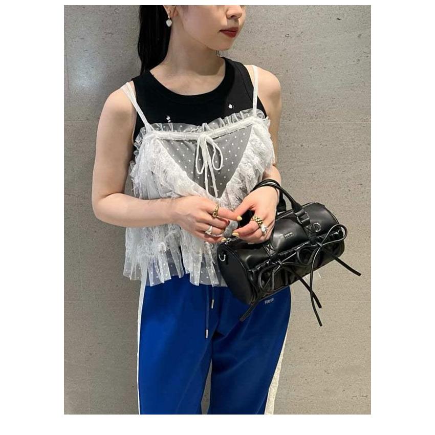 【FURFUR】リボンドラムバッグ　ネイビー FURFUR（ファーファー） 新作10%OFF バッグ 26春夏 ミニリボンドラム