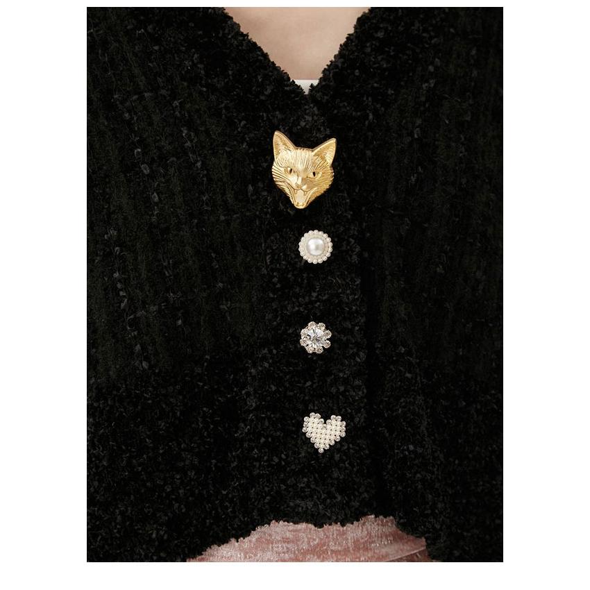FUR FUR キャットボタンツイードカーディガン FURFUR（ファーファー）の「【Philly chocolate】キャットボタン