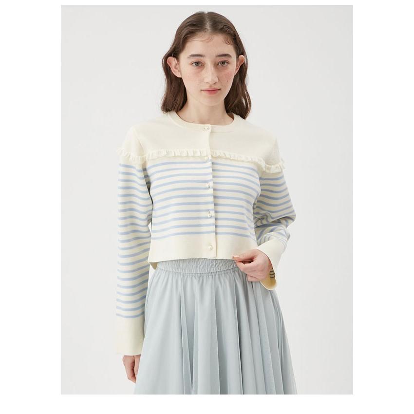 【新品定価23,100円】FURFUR イエローフリルレース半袖トップス ファーファー FURFUR フリルデザインニットトップス （BLK） -靴