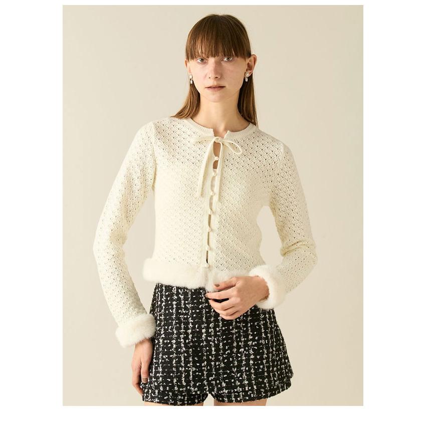 FUR FUR エコファートリムカーディガン FURFUR（ファーファー） SALE30%OFF トップス 25秋冬 エコファートリム