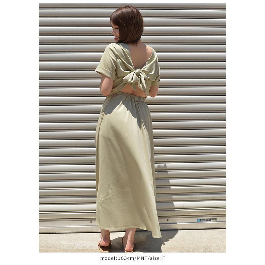 スナイデル Snidel 春夏 バックデザインtシャツワンピース レディース ワンピース ロング丈 バックデザイン リボン 肌見せ ヘルシー 背中 半袖 Swco38 バッグ ワンピースのダブルハート 通販 Yahoo ショッピング