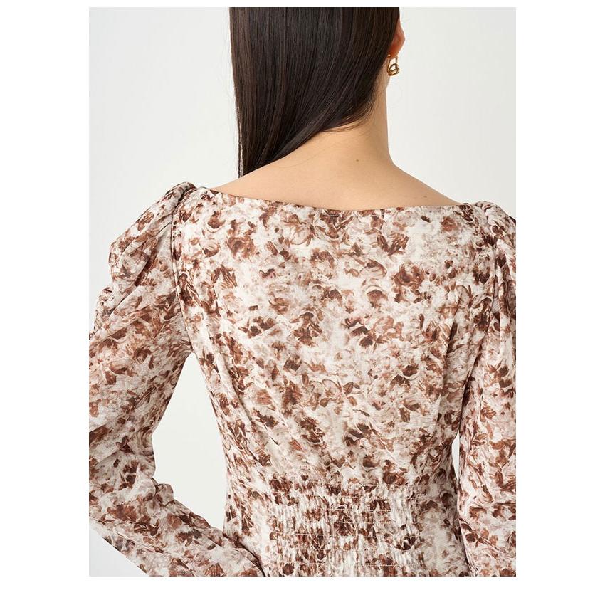 SNIDEL シアー ボリューム ワンピース 花柄 リボン Sサイズ SNIDEL（スナイデル）の「シアーボリュームワンピース