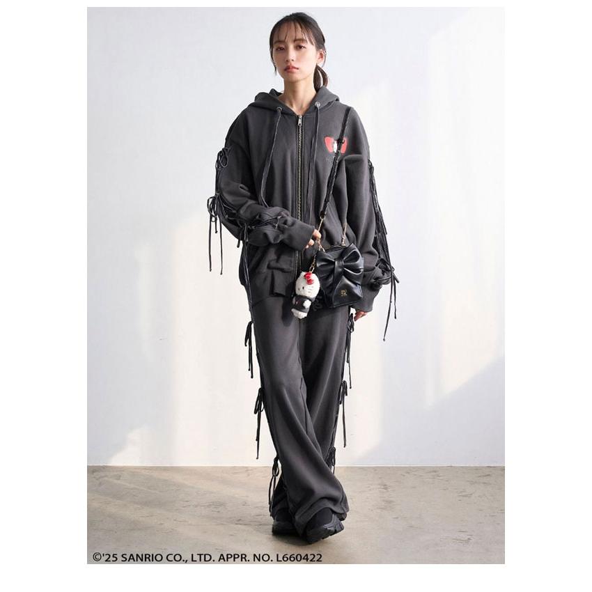 SNIDEL  キティコラボ　グレー ルームウェアセット完売品 HELLO KITTY】レースアップパンツ(ロングパンツ)｜パンツ｜SNIDEL