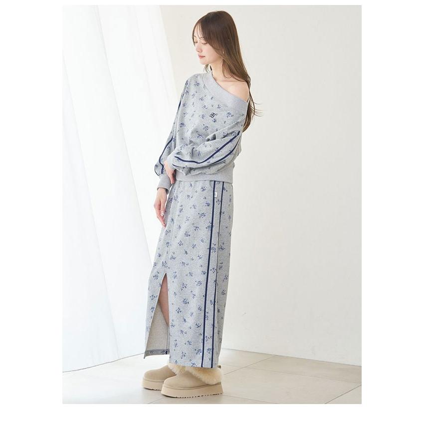 SNIDEL ジャガードサテンパイピングロング 上下セット 花柄 SNIDEL ジャガードサテンパイピングロング 上下セット 花柄