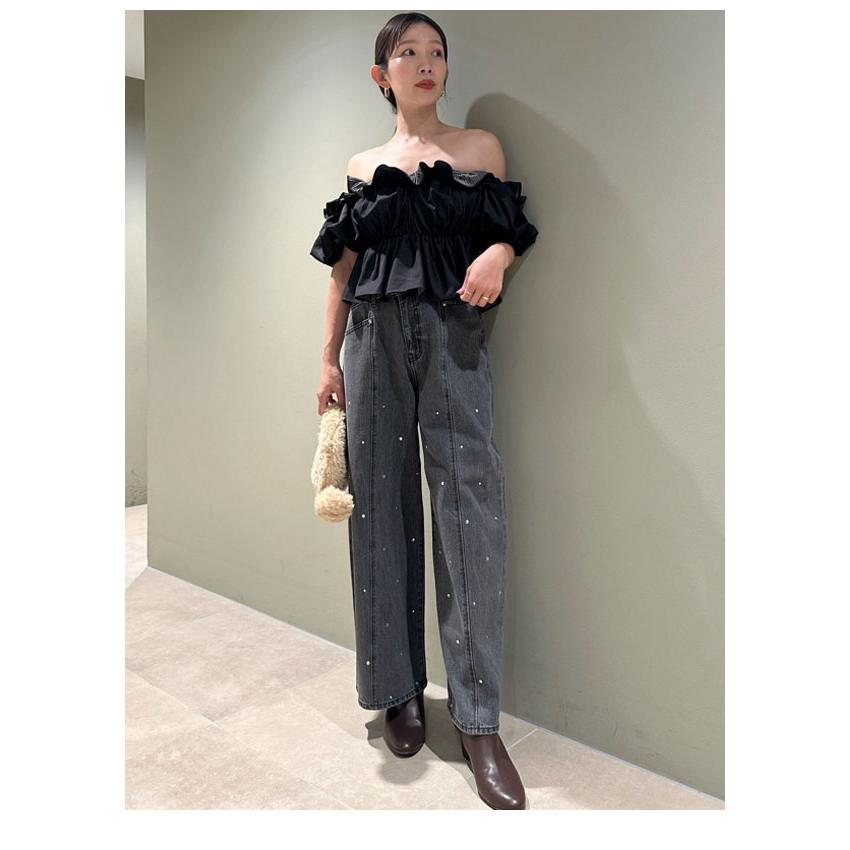 SNIDEL SALE50%OFF スナイデル トップス 24秋冬 デニムギャザー SNIDEL SALE50%OFF スナイデル トップス 24秋冬 デニムギャザー
