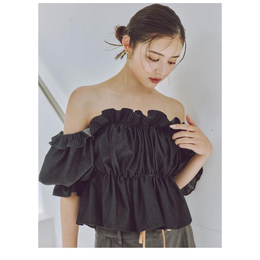 SNIDEL SALE50%OFF スナイデル トップス 24秋冬 デニムギャザー SNIDEL SALE50%OFF スナイデル トップス 24秋冬 デニムギャザー