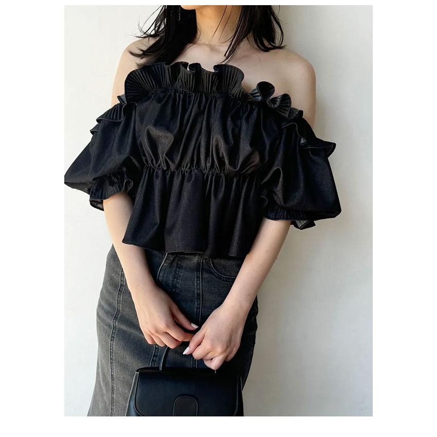 SNIDEL SALE50%OFF スナイデル トップス 24秋冬 デニムギャザー SNIDEL SALE50%OFF スナイデル トップス 24秋冬 デニムギャザー