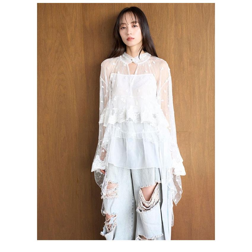 SNIDEL（スナイデル） SALE50%OFF トップス 25秋冬 チュールエンブロイ 