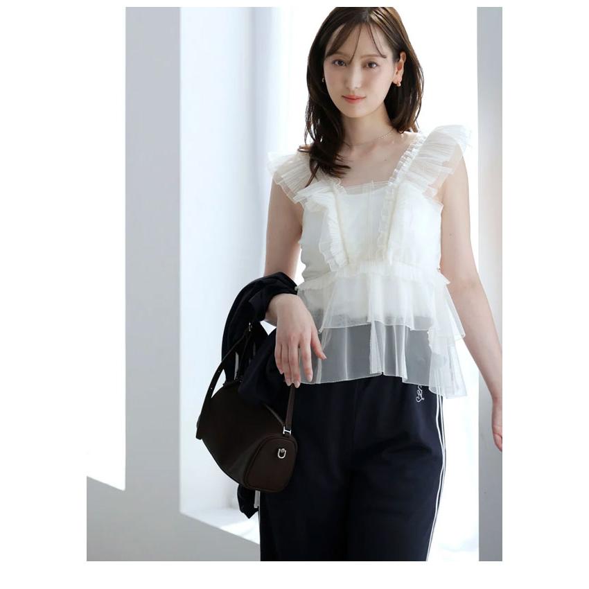 snidel ペプラムチュール刺繍TOPS ブラウス SNIDEL（スナイデル）の「チュール刺繍ベアペプラムTOPS（Tシャツ