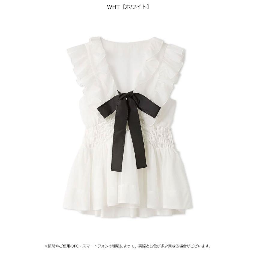 SNIDEL スナイデル　ノースリーブ　ブラウス　リボン　白　新品　未使用 SNIDEL（スナイデル） トップス 26春夏 シアーペプラムリボンブラウス