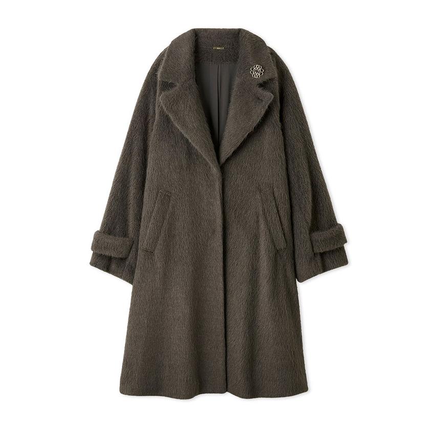 スナイデルシャギーコクーンコートブローチ付き スナイデルシャギーコクーンコートブローチ付き SNIDEL新作 シャギー