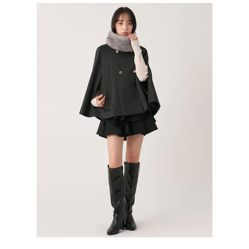 新品　スナイデル　ショートケープコート　24aw ファー　2way SNIDEL（スナイデル） アウター 26秋冬 ショートケープコート ファー