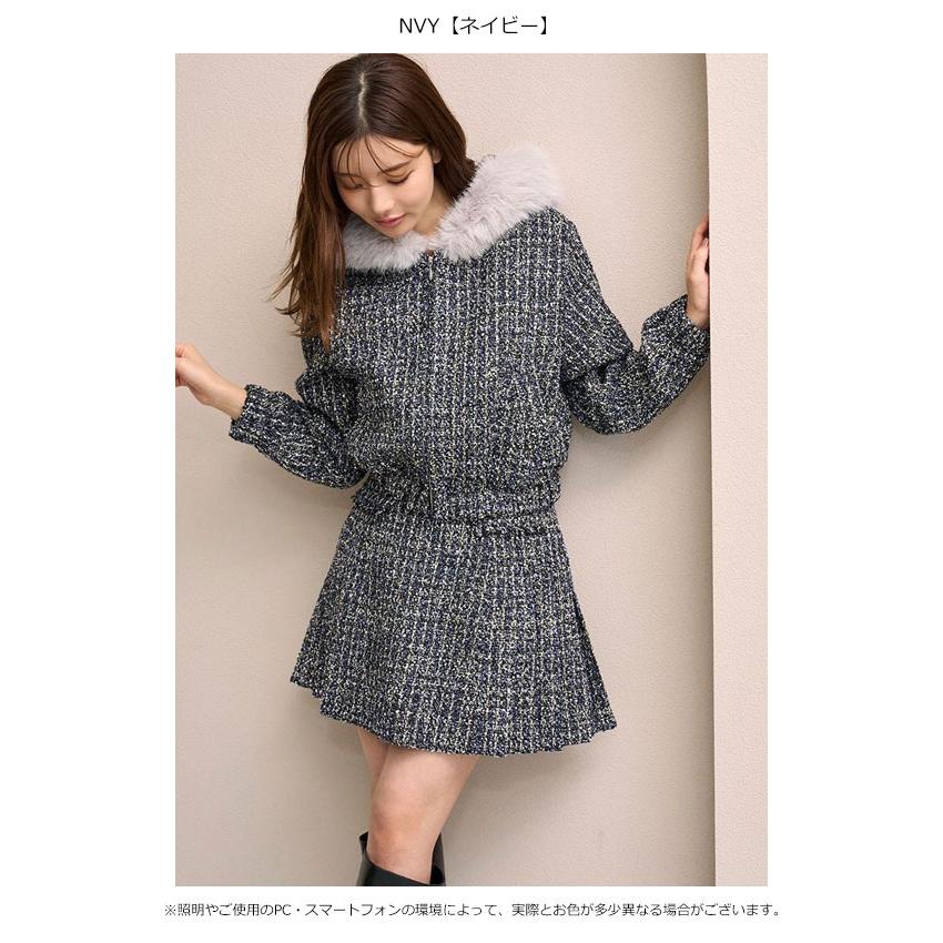 ガレナ　フード付きツイードブルゾン SNIDEL（スナイデル） アウター 25秋冬 ファー付きツイードブルゾン