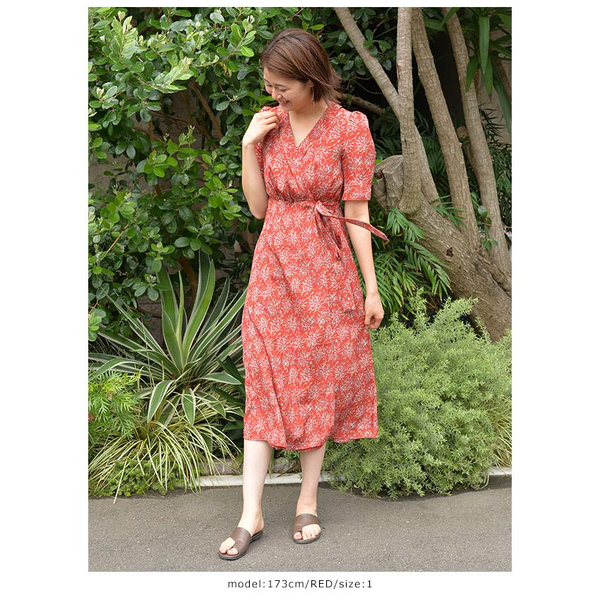 スナイデル Snidel 春夏 カシュクールプリントワンピース レディース ワンピース ロング丈 フレア 半袖 カシュクール Vネック リボン パフスリーブ Swfo3138 バッグ ワンピースのダブルハート 通販 Yahoo ショッピング
