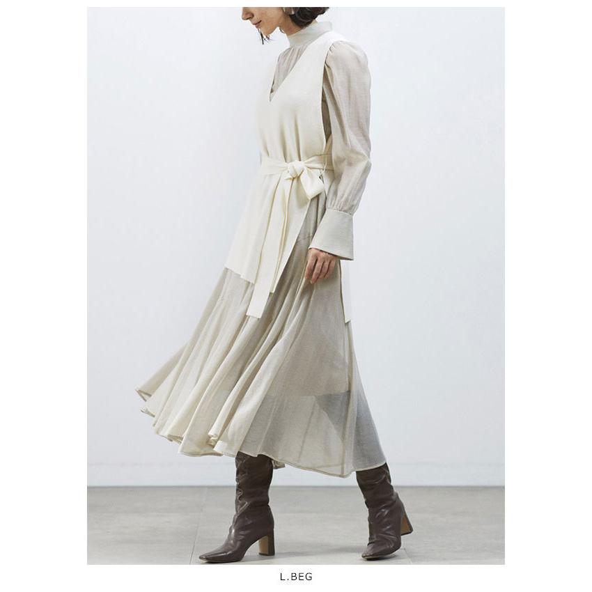 即納 スナイデル Snidel 冬アイテム ベストセットシアーワンピース レディース ワンピース ロング丈 ニットベスト レイヤード シアー シンプル 透け感 Swfo5028 バッグ ワンピースのダブルハート 通販 Yahoo ショッピング