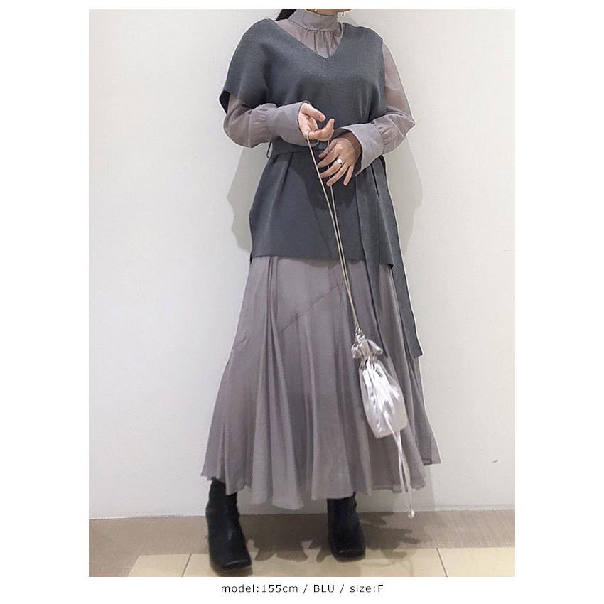 即納 スナイデル Snidel 冬アイテム ベストセットシアーワンピース レディース ワンピース ロング丈 ニットベスト レイヤード シアー シンプル 透け感 Swfo5028 バッグ ワンピースのダブルハート 通販 Yahoo ショッピング