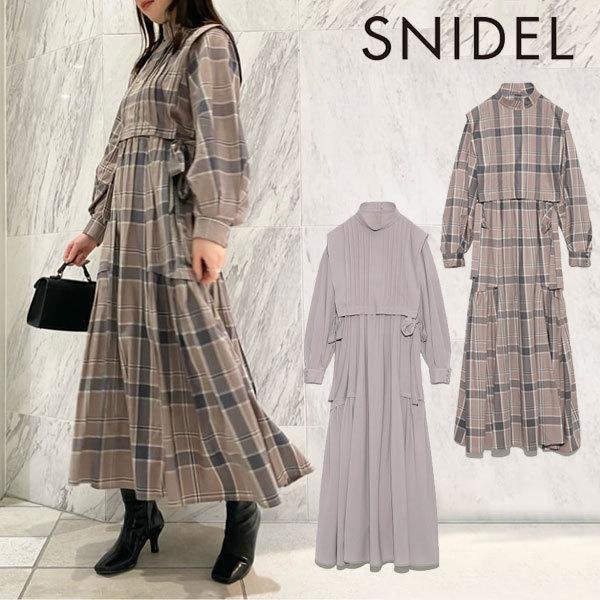 スナイデル Snidel 21秋コレクション タックレイヤードワンピース レディース ワンピース ロング丈 長袖 レイヤード ドッキング 重ね着 2way シンプル Swfo Select Shop Double Heart 通販 Yahoo ショッピング