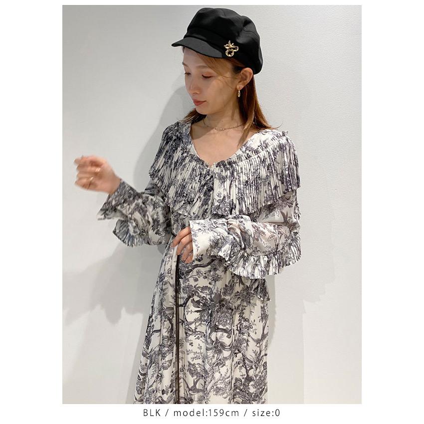 SALE スナイデル SNIDEL 22aw2nd ベルト付きプリーツフリルワンピース