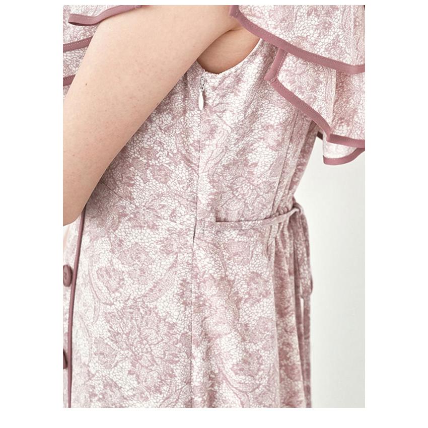 snidel スナイデル　ワンピース　ピンク　ベロア　フレンチスリーブ　半袖 SNIDEL 新作10%OFF スナイデル ワンピース 25秋冬 フラワー