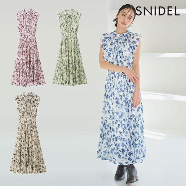 スナイデル SNIDEL ワンピース 26春夏 Sustainableフリルワンピース 長袖 ロング丈 ノースリーブ プリント swfo261069 | SNIDEL