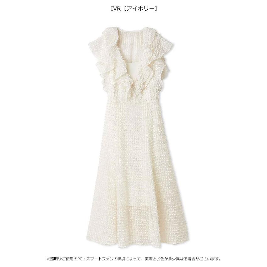SNIDEL フリル付きアイボリー半袖ワンピース SNIDEL（スナイデル） 新作10%OFF ワンピース ファブリックフリル
