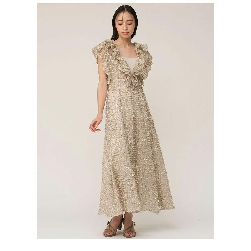 SNIDELフリル付き花柄ノースリーブロングワンピース SNIDEL（スナイデル） 新作10%OFF ワンピース ファブリックフリル