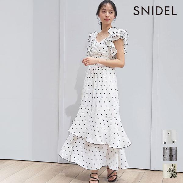スナイデル SNIDEL ワンピース 26春夏 フリルスリーブバリエプリントワンピース マキシ丈 ノースリーブ ドット 花柄 swfo262030