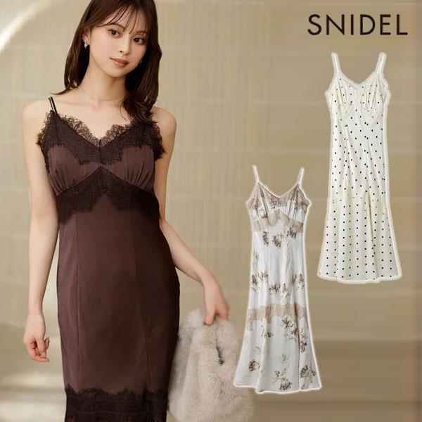 SNIDEL（スナイデル） ワンピース 26秋冬 レーストリムサテンキャミ