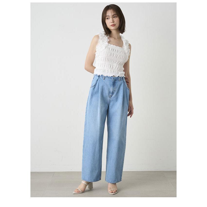 即納】 SALE スナイデル SNIDEL ボトムス 24春夏 タックワイドデニム 