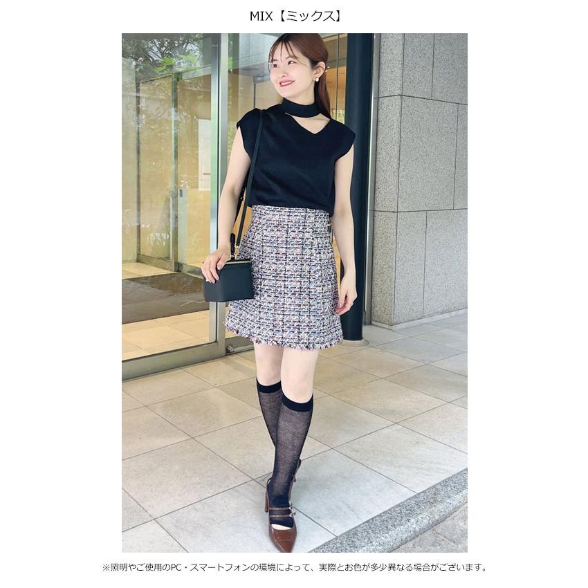 新品タグ付き！今季新作 SNIDEL ツイードミニスカート（ブラック） ツイードフレアミニスカート(ミニスカート)｜スカート｜SNIDEL
