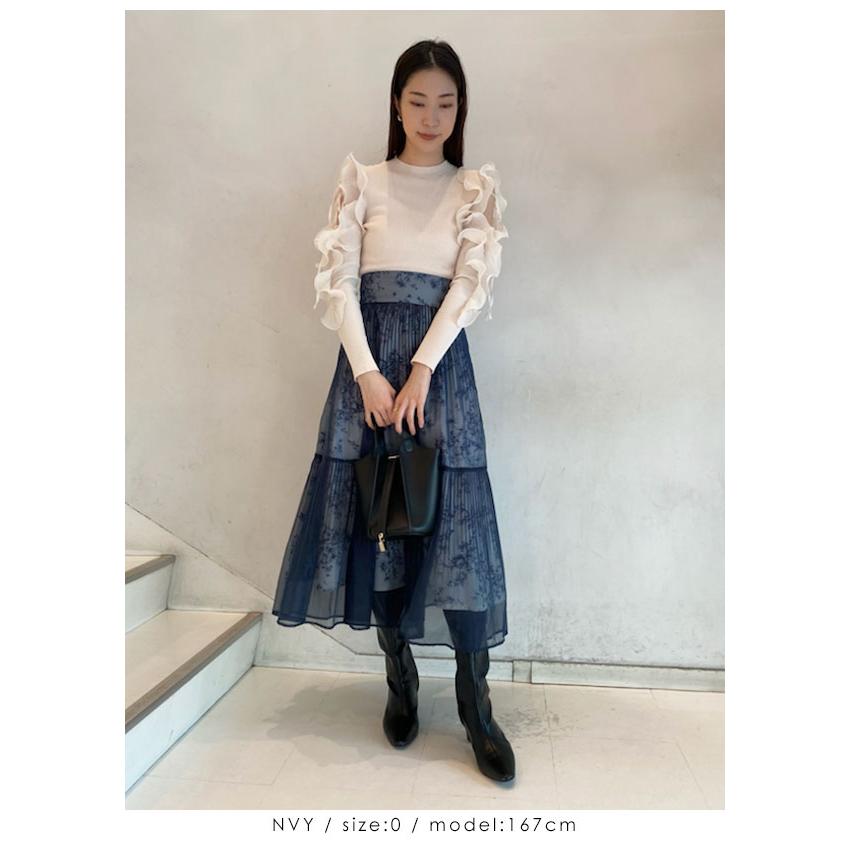 即納】 SALE スナイデル SNIDEL プリーツシフォンレイヤードプリント  