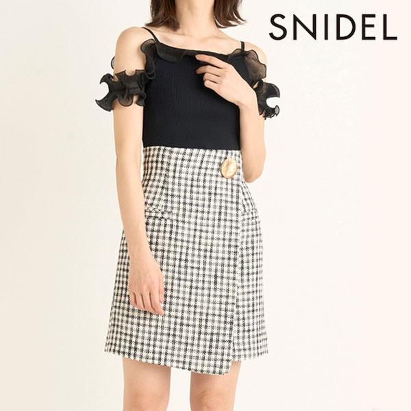 即納】 SALE スナイデル SNIDEL ツイードラップミニスカート ミニ丈 