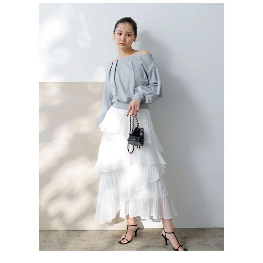 m*o様 Snidel ティアードプリーツスカート Sサイズ ホワイト SNIDEL スカート プリーツティアードチュールスカート