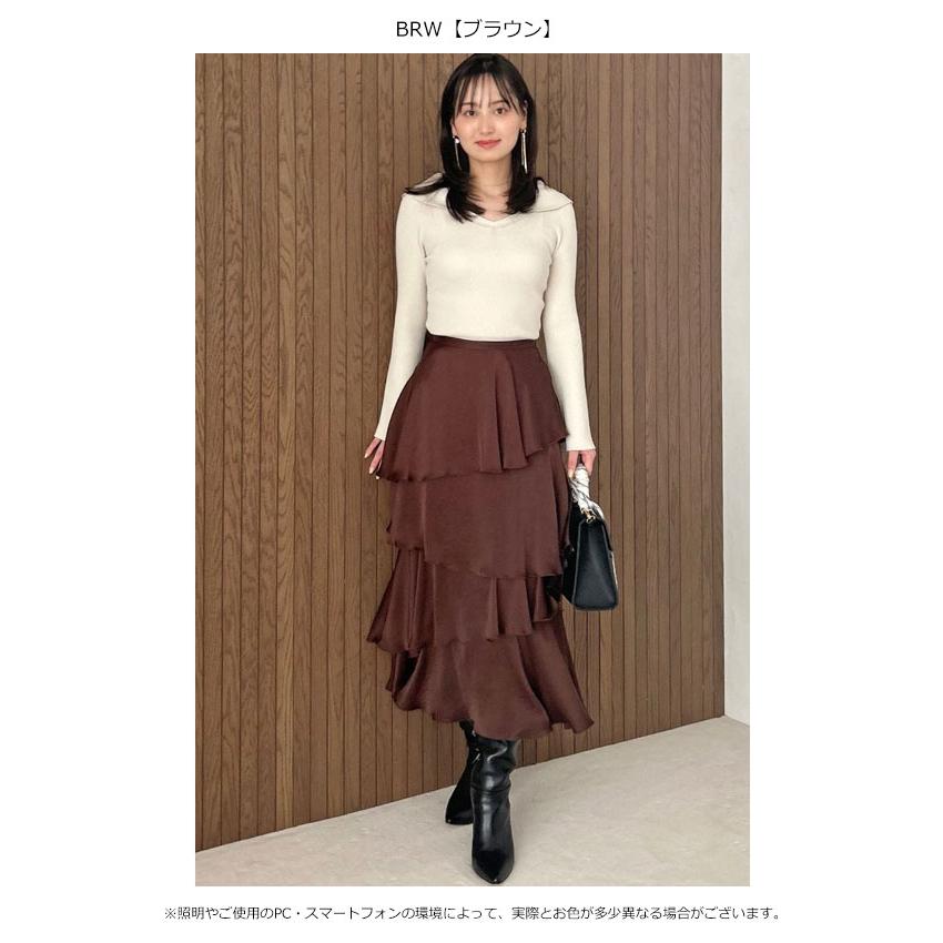 SNIDEL 新品タグ付 S サテンナローティアードスカート 25AW SNIDEL（スナイデル） スカート サテンナローティアードスカート