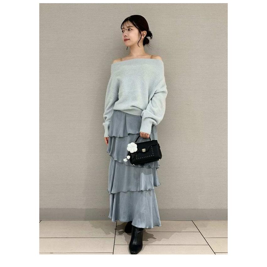 サテンナローティアードスカートSWFS254265 PRE SALE30%OFF】SNIDEL スナイデル サテンナローティアードスカート