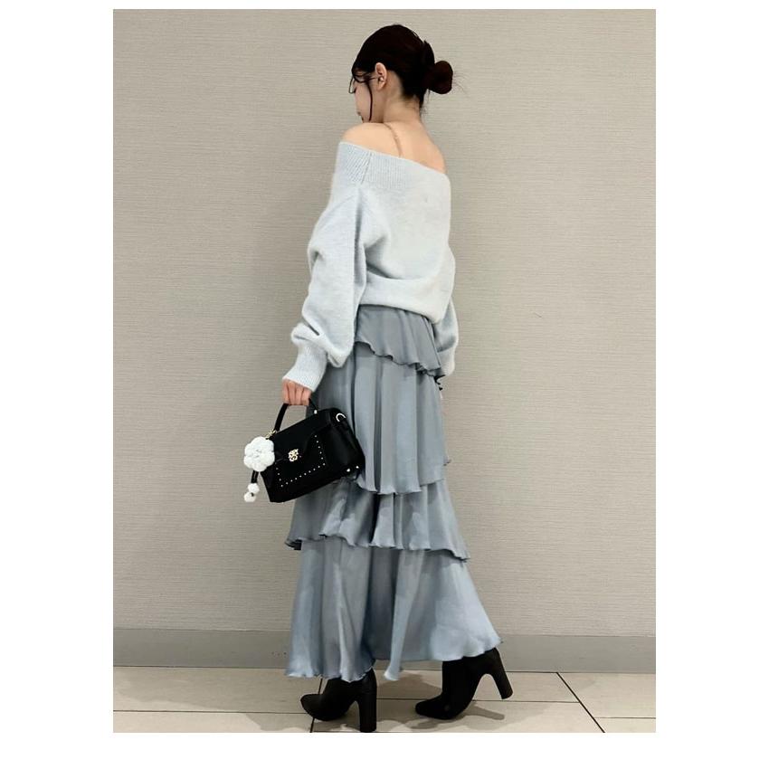 スナイデル SNIDEL サテンナローティアードスカート ブルー 未使用品 SNIDEL（スナイデル） ＼PRE SALE30%OFF／即日発送/SNIDEL サテン