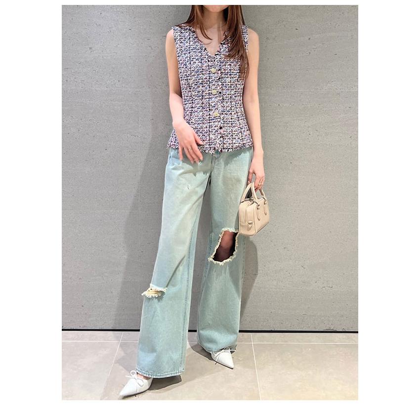 新作新品タグ付き　スナイデル♡サマーツイードジレ SNIDEL - snidel スナ サマーツイードジレ 25ssの通販 by