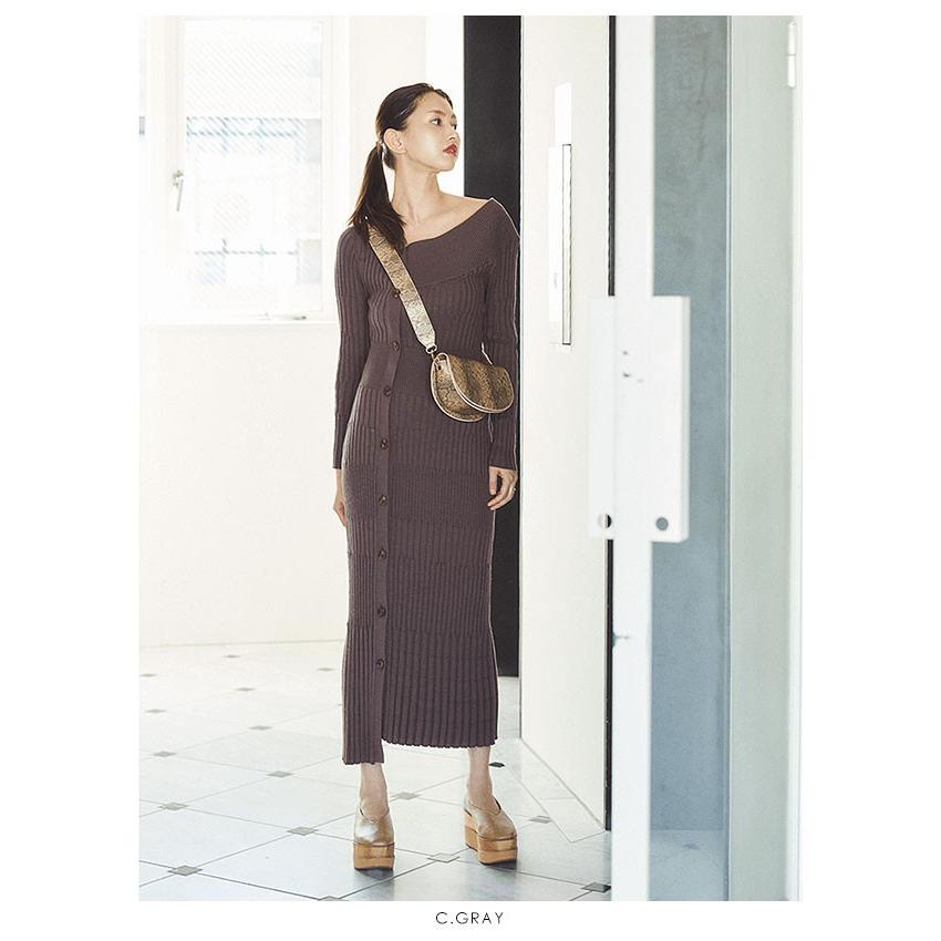 スナイデル Snidel 19秋冬 アシンメトリーボタンニットワンピース レディース ワンピース ロング丈 長袖 ニット ニットワンピ ワンショルダー Swno バッグ ワンピースのダブルハート 通販 Yahoo ショッピング