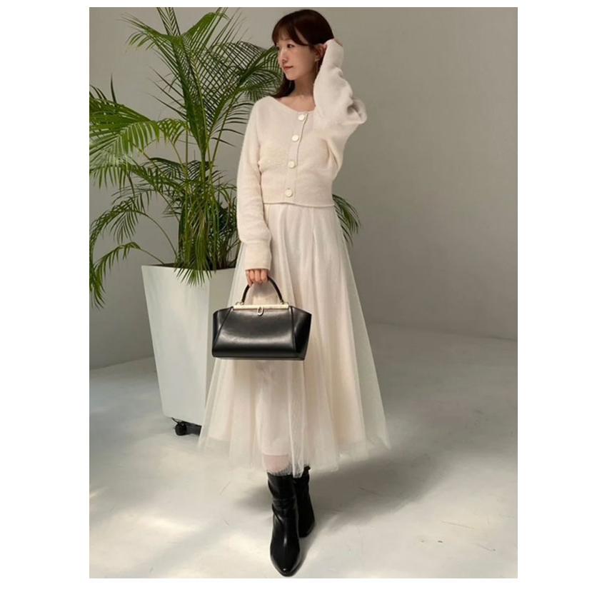 SALE10%OFF】 スナイデル SNIDEL ワンピース 24秋冬 カーデ×チュール 