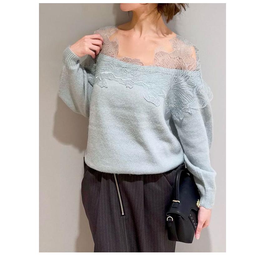 SNIDEL 新作10%OFF スナイデル トップス 25秋冬 レース