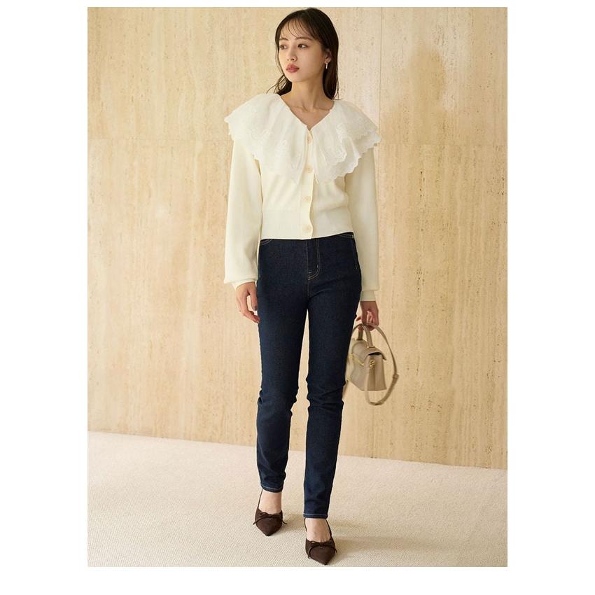 SNIDEL スナイデル トップス 25秋冬 レースカラーニットプル