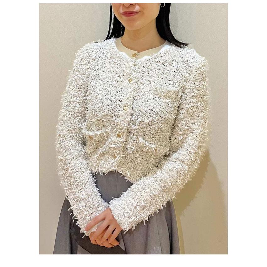 ✨極美品✨25SS SNIDEL スナイデル ツイード ニット カーディガン 紺 SNIDEL 新作10%OFF スナイデル トップス 25秋冬 ミックス