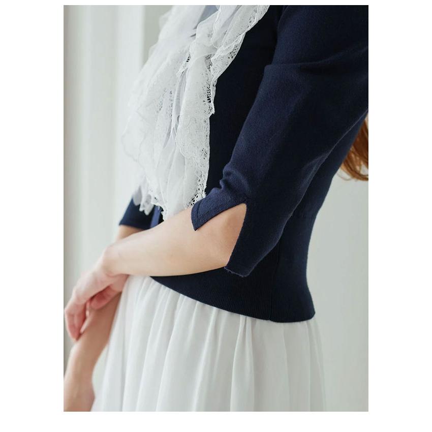 snidel フリル切り替えニット スナイデル SNIDEL フリルドッキングニットプルオーバー （GRY