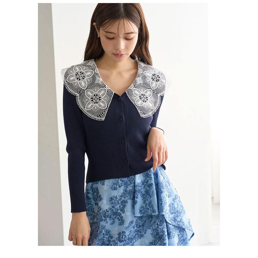 スナイデル SNIDEL トップス 25秋冬 エンブロイダリーカラーニット