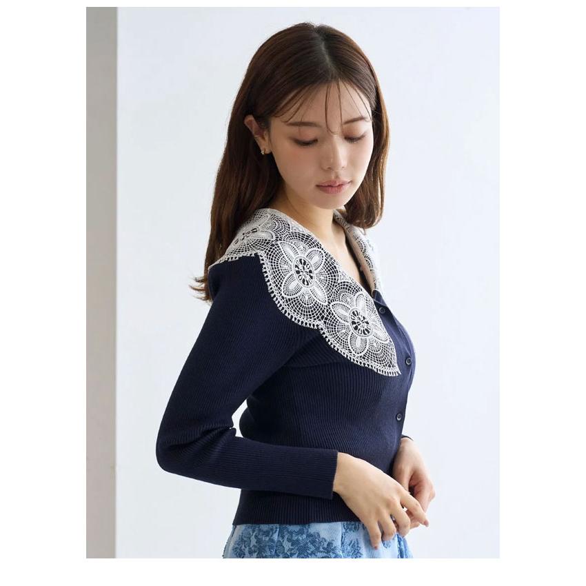 スナイデル SNIDEL トップス 25秋冬 エンブロイダリーカラーニット